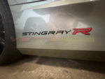 Shadow gray C8 Corvette with Stingray R decals with carbon flash trim