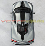Silver C8 Corvette coupe stinger stripes with roof and rear stripes