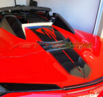 Torch red C8 HTC with 3M 2080 gloss carbon flash ME stripes and stingray logo cutout rear stripes