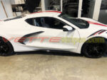 White C8 Corvette with 3M 1080 gloss carbon flash rocker panel extension