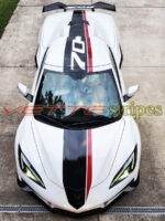 White C8 Z06 Corvette HTC with 70 anniversary Indy Pace Car stripes