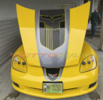 Yellow C6 Corvette coupe with GT1 stripes in 3M 1080 2080 gloss black carbon fiber shark gray